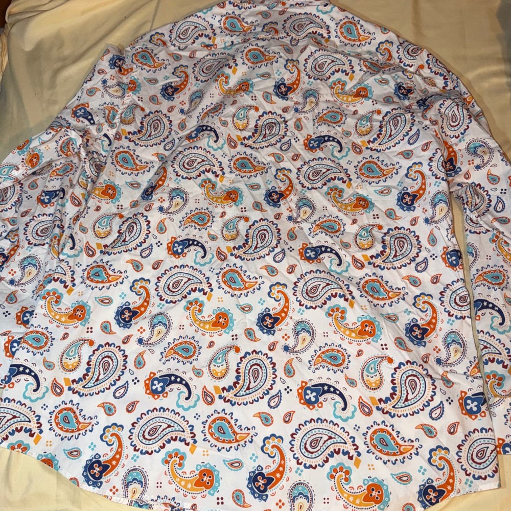 NWT Cremieux Denim Mens XL Paisley Stretch Button Down Shirt Long Sleeve - Picture 5 of 5